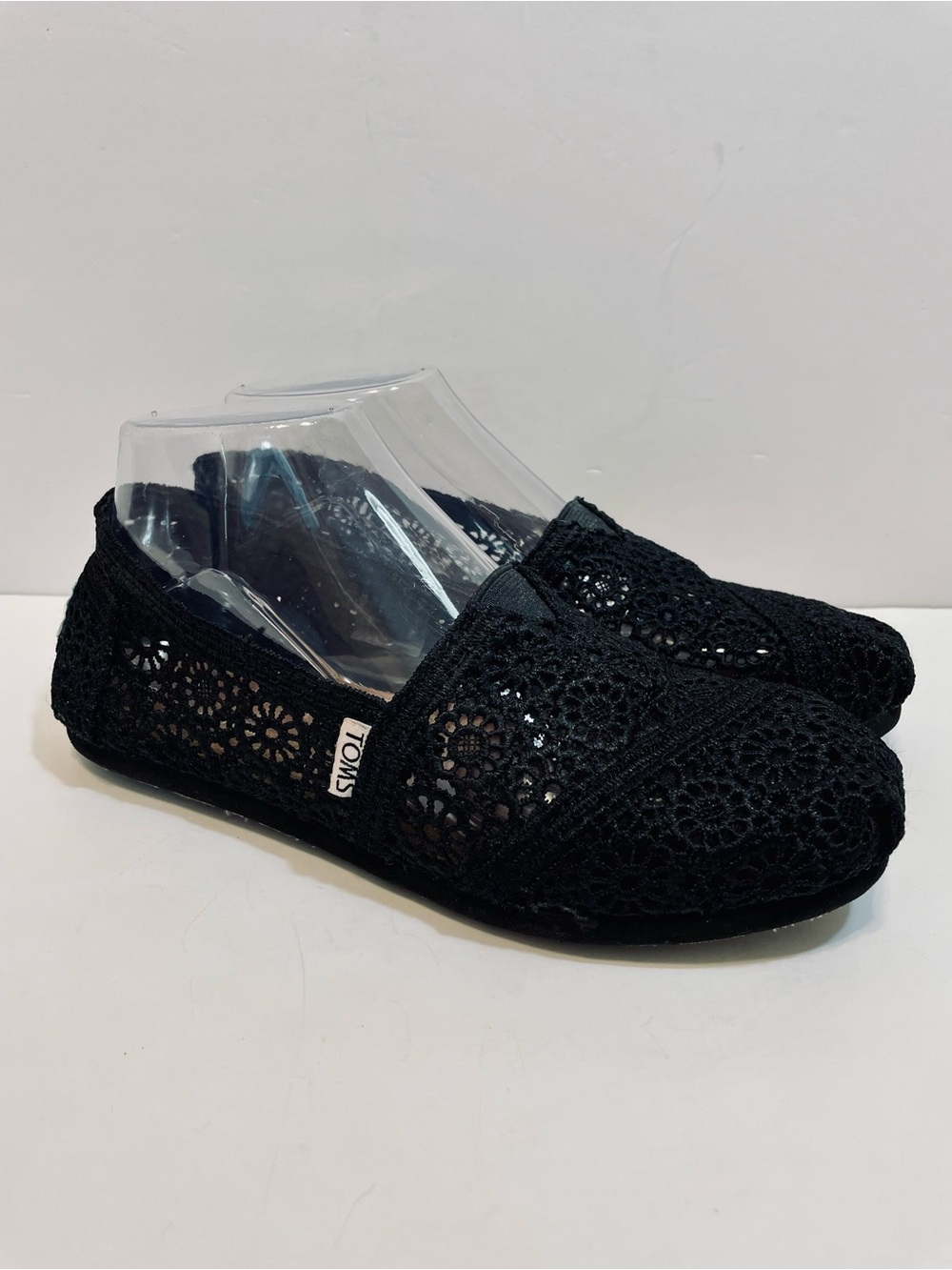 TOMS Alpargata Moroccan Crochet Lace Slip On Flats Black - Size 6.5